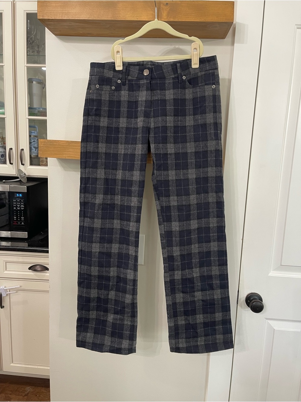 $385 Maje Wool Plaid Pants